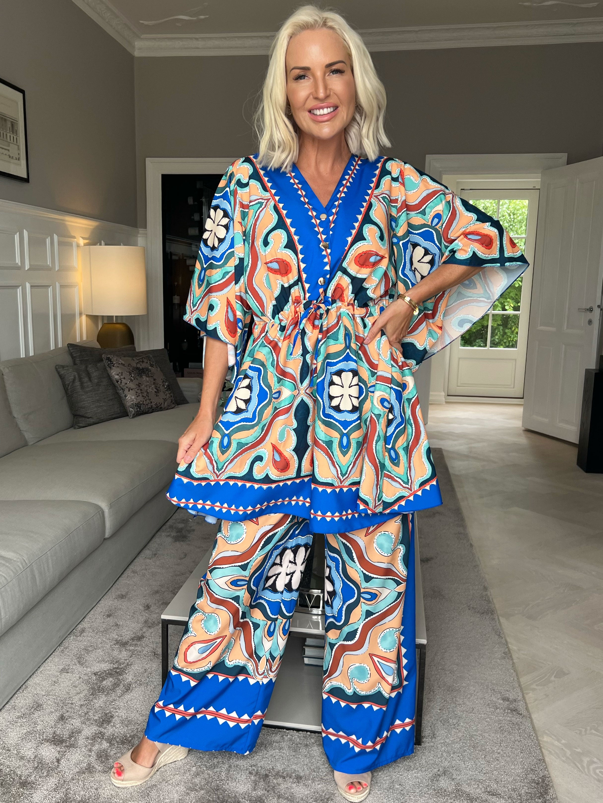 Yeva Tunika - Lang mønstret tunika med bindebånd